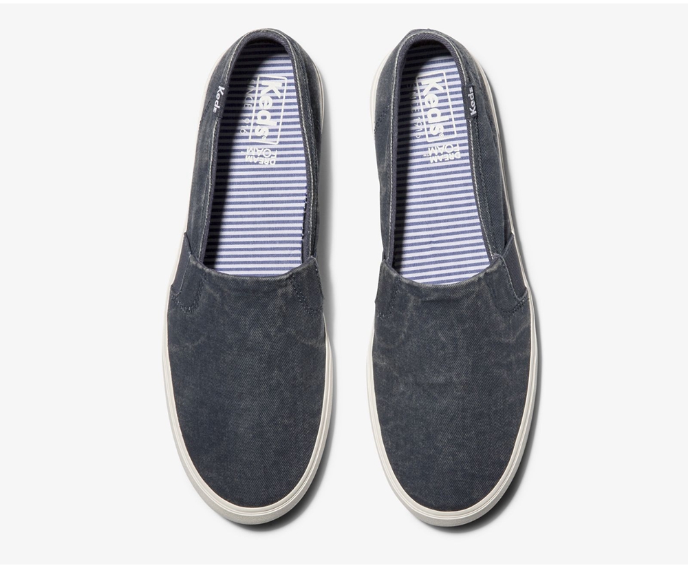 Womens Keds Slip Ons - Clipper Washed Solids - Navy - 0175-DETWB